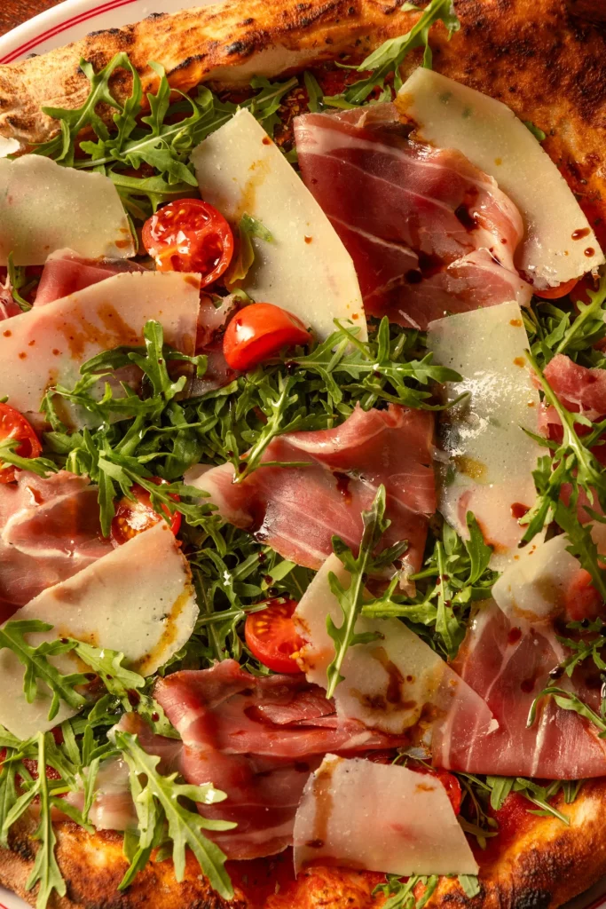 Gran Parma pizza with Parma ham, rocket, cherry tomatoes and Grana cheese at Matto in St George’s Bay