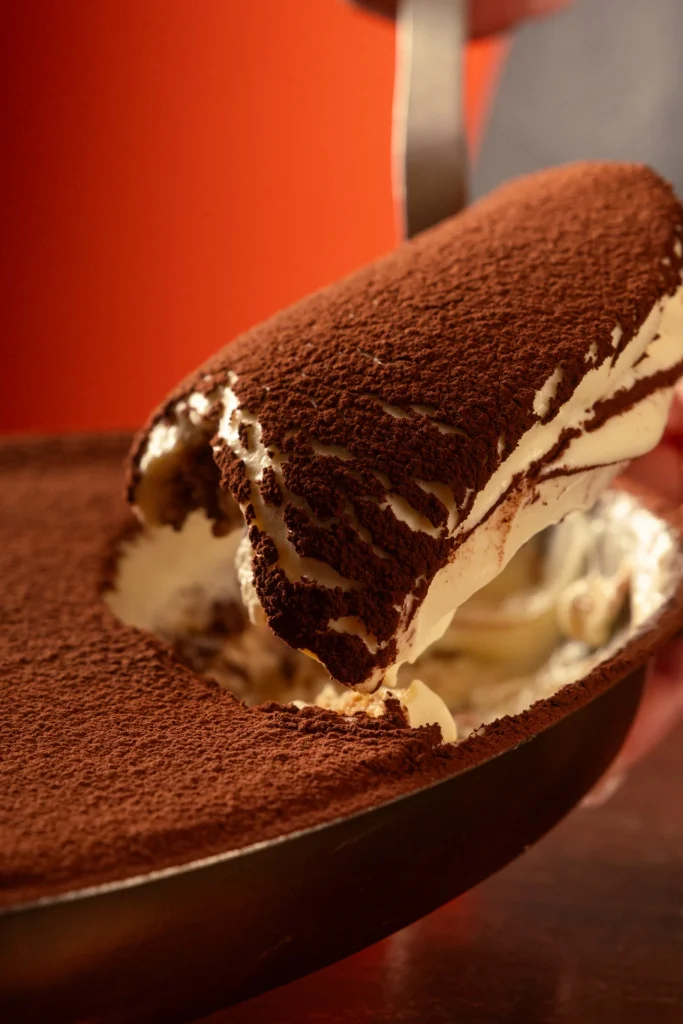 Cocoa-dusted tiramisu with layers of mascarpone cream at Matto in St George’s Bay